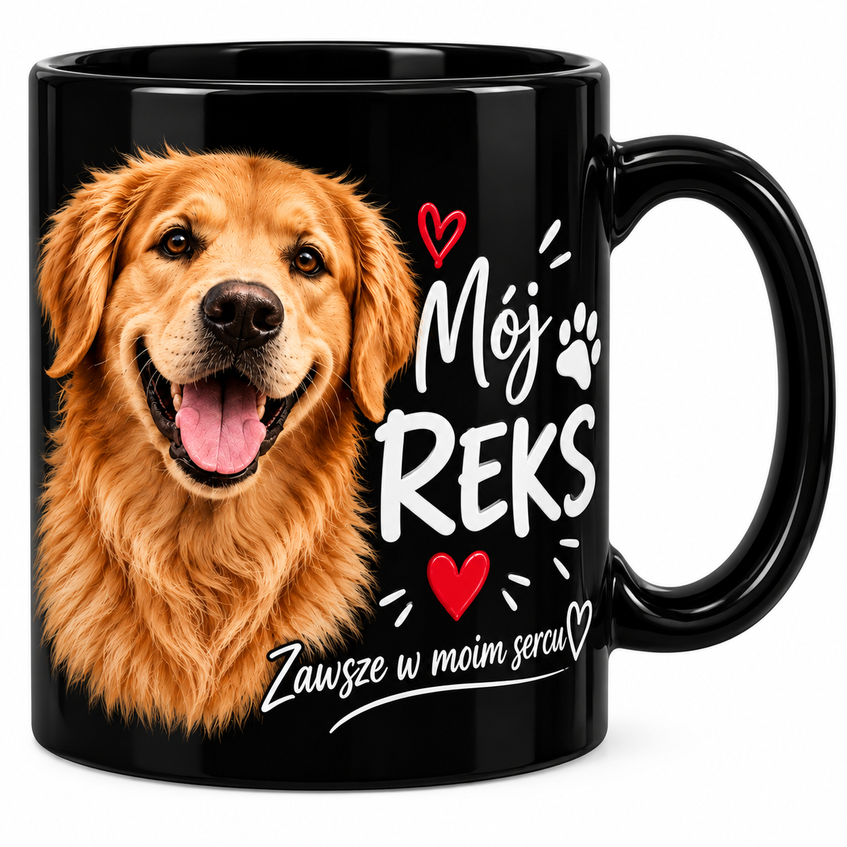 PERSONALIZOWANY KUBEK ZE ZDJĘCIEM I WŁASNYM TEKSTEM - Czarny połysk