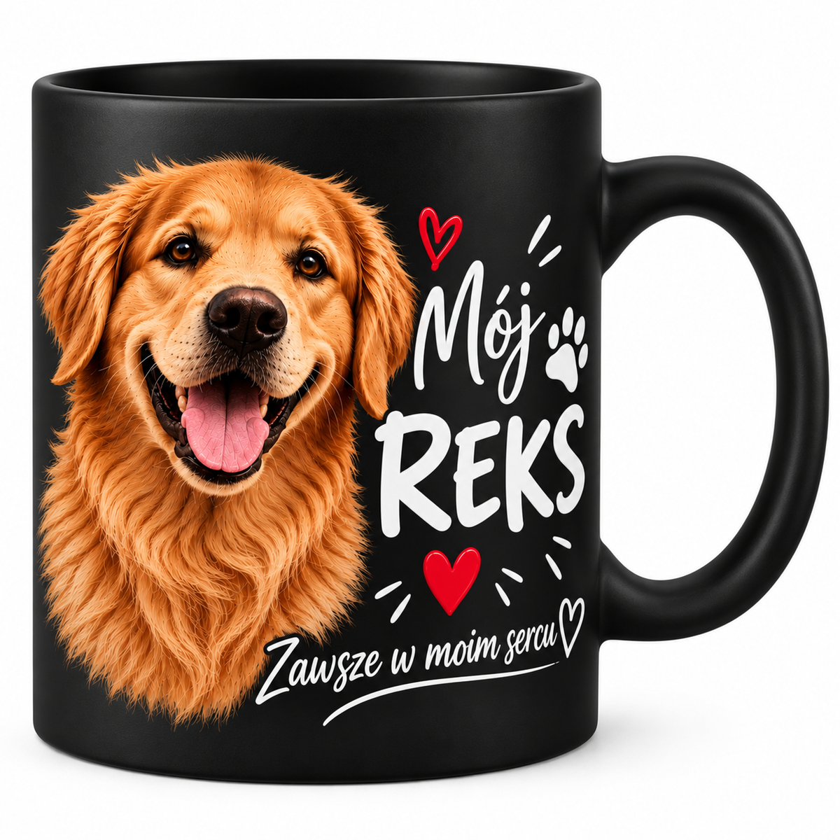 PERSONALIZOWANY KUBEK ZE ZDJĘCIEM I WŁASNYM TEKSTEM - Czarny matowy